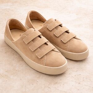 Frēda Salvador Libby D’Orsay Suede Velcro Sneakers Beige Size 8